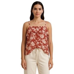 Evereve Hudson Cami Womens‎ XS Floral Lightweight Chiffon Ruffle Adjustable